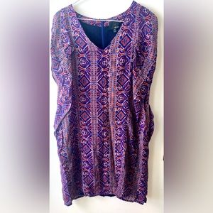 ANTHROPOLOGIE - GREYLIN Silk Ruffle Sleeve Dress. Gorgeous Red and Blue …